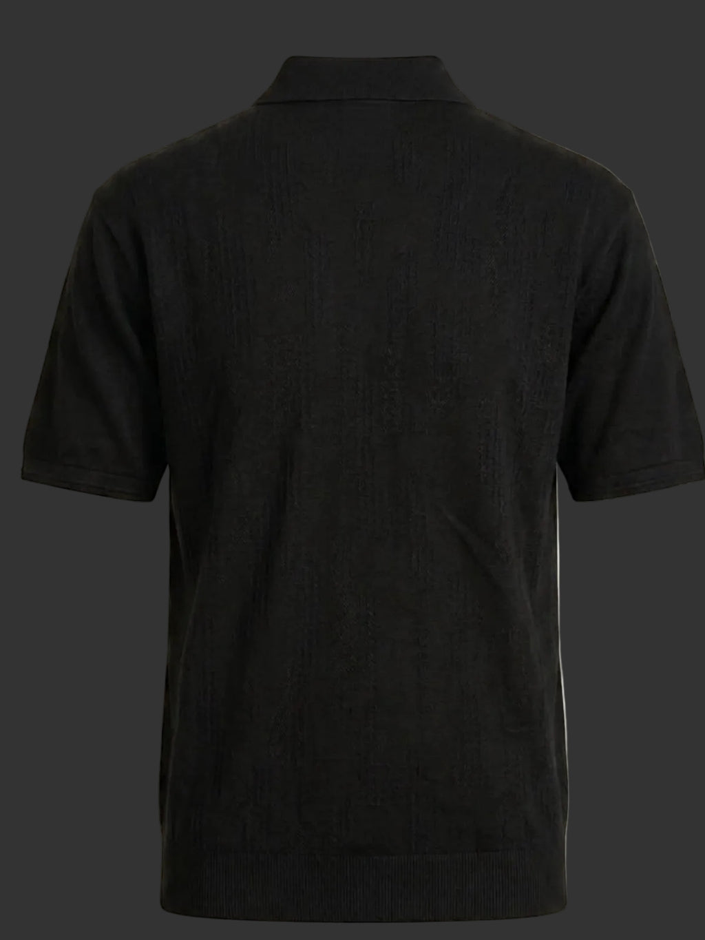 Black Boxy Fit Signature Knited Zip Polo